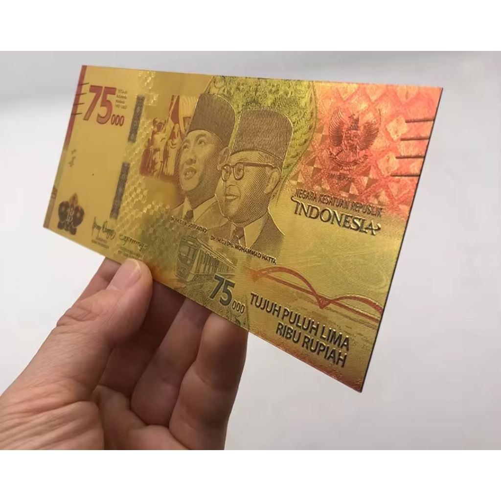 Souvenir Uang 75000 Gold Foil edisi khusus