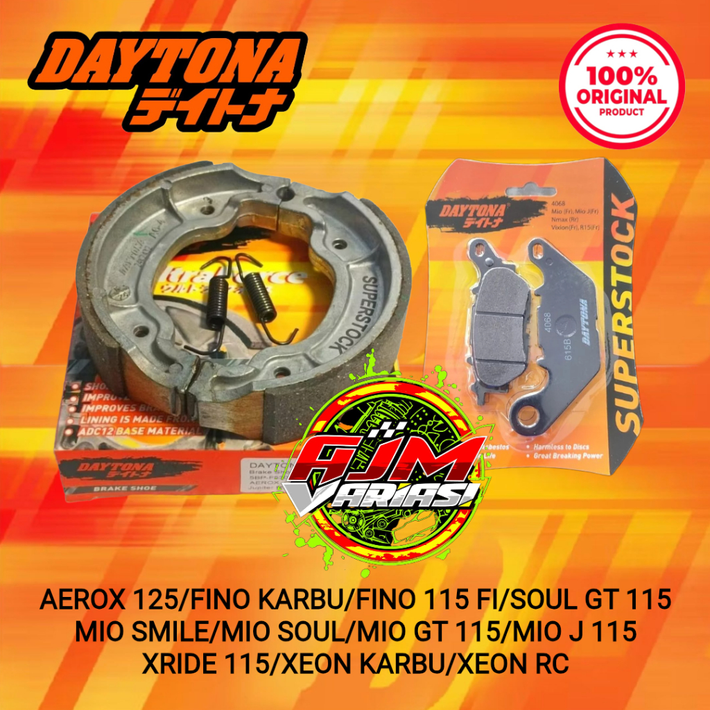 Paket Kampas Rem Depan Belakang DAYTONA Mio Smile, Mio Soul, Mio J, Mio GT, Soul GT, Xeon, Fino