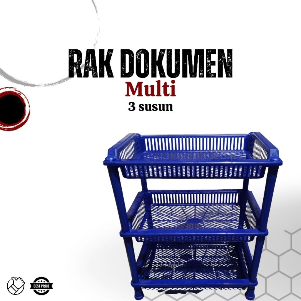 Rak dokumen multi susun 3 - rak serbaguna plastik 3 susun - rak susun serbaguna