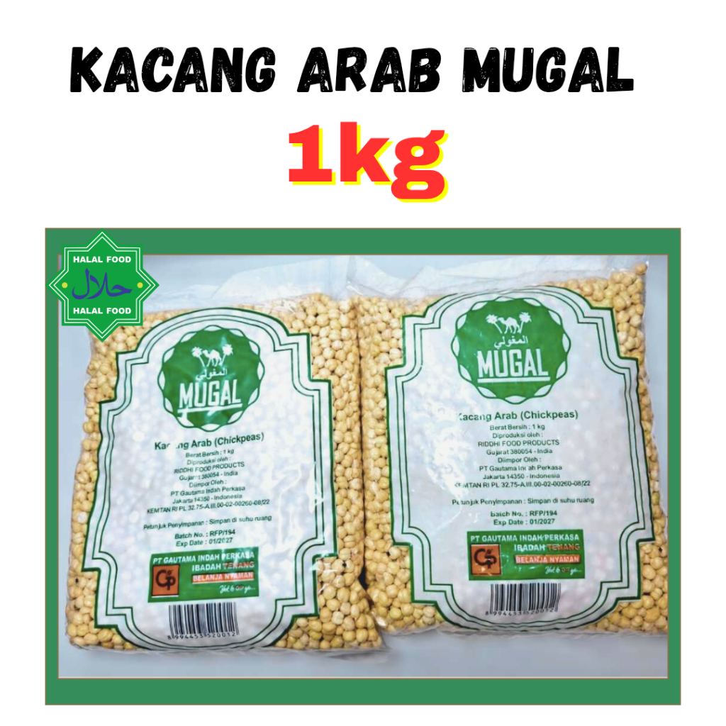 

Kacang Arab Mugal original 1kg original roasted chikpea hummus exp : juli 2027