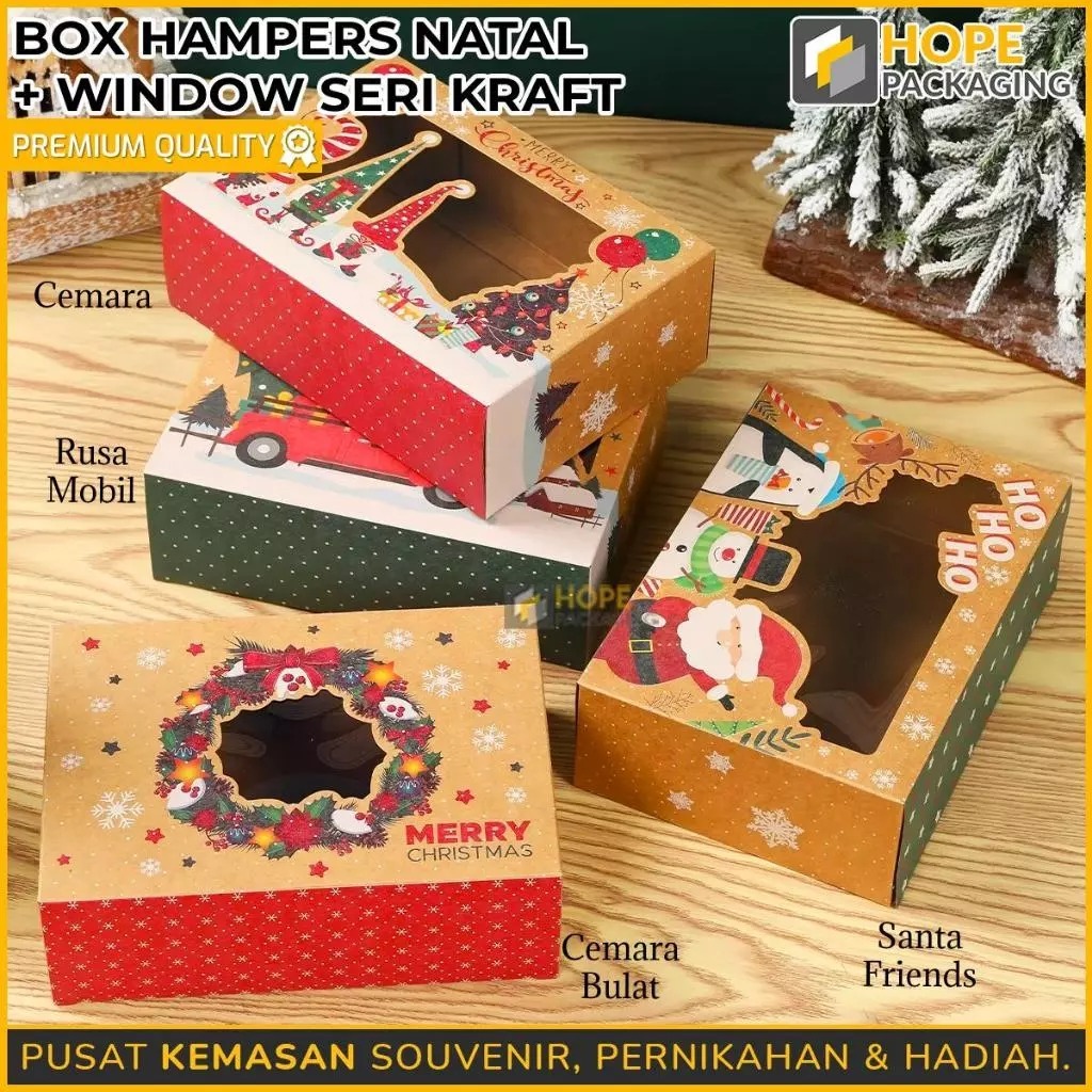 

Box Hampers Kraft Natal + Mika Transparan/ Gift Bpx Natal/ Kotak Hadiah Natal/ Kotak Kue Dessert Cantik/ Kotak Kue Souvenir