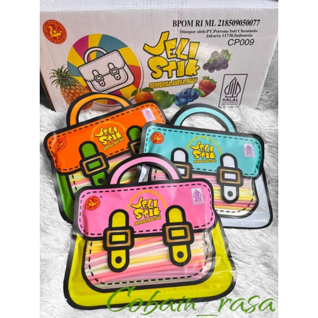 

JELI STIK ISI 80stik ANEKA RASA BUAH ENAK DAN SEGAR Dengan TAS