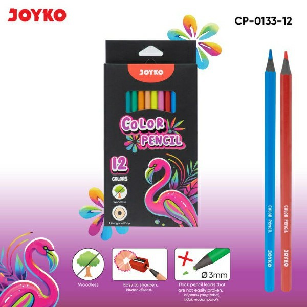 

(1 SET) PENSIL WARNA JOYKO FLAMINGO CP-0133-12 / Color Pencil JOYKO 12 WARNA TERMURAH