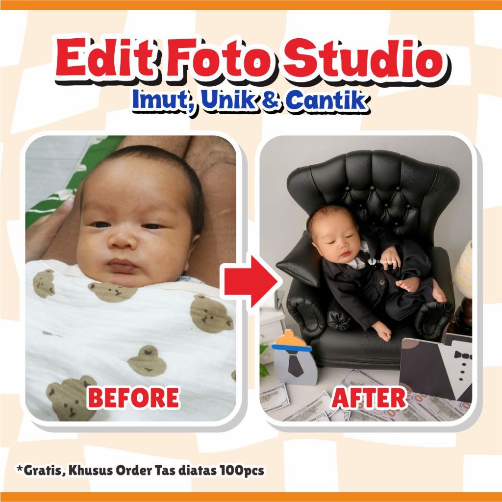 Edit Foto Bayi Newborn Studio Professional/ Edit Wajah Bayi/ Edit Foto Custom Bayi