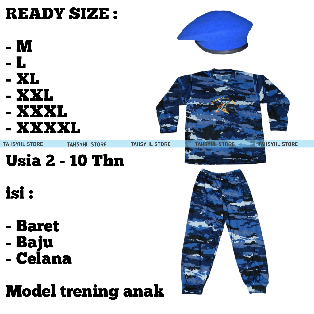 Baju Training Anak TNI AU / Setelan Anak TNI AU Katun / Pakaian Anak TNI AU Laki Laki