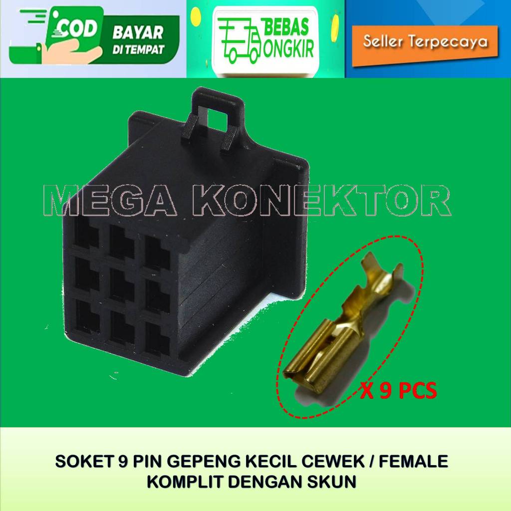 SOKET KABEL MOTOR 9 PIN KECIL FEMALE HITAM-SOKET –SOKET KABEL–9 PIN- SOKET- SOKET KABEL 9 PIN NYLON