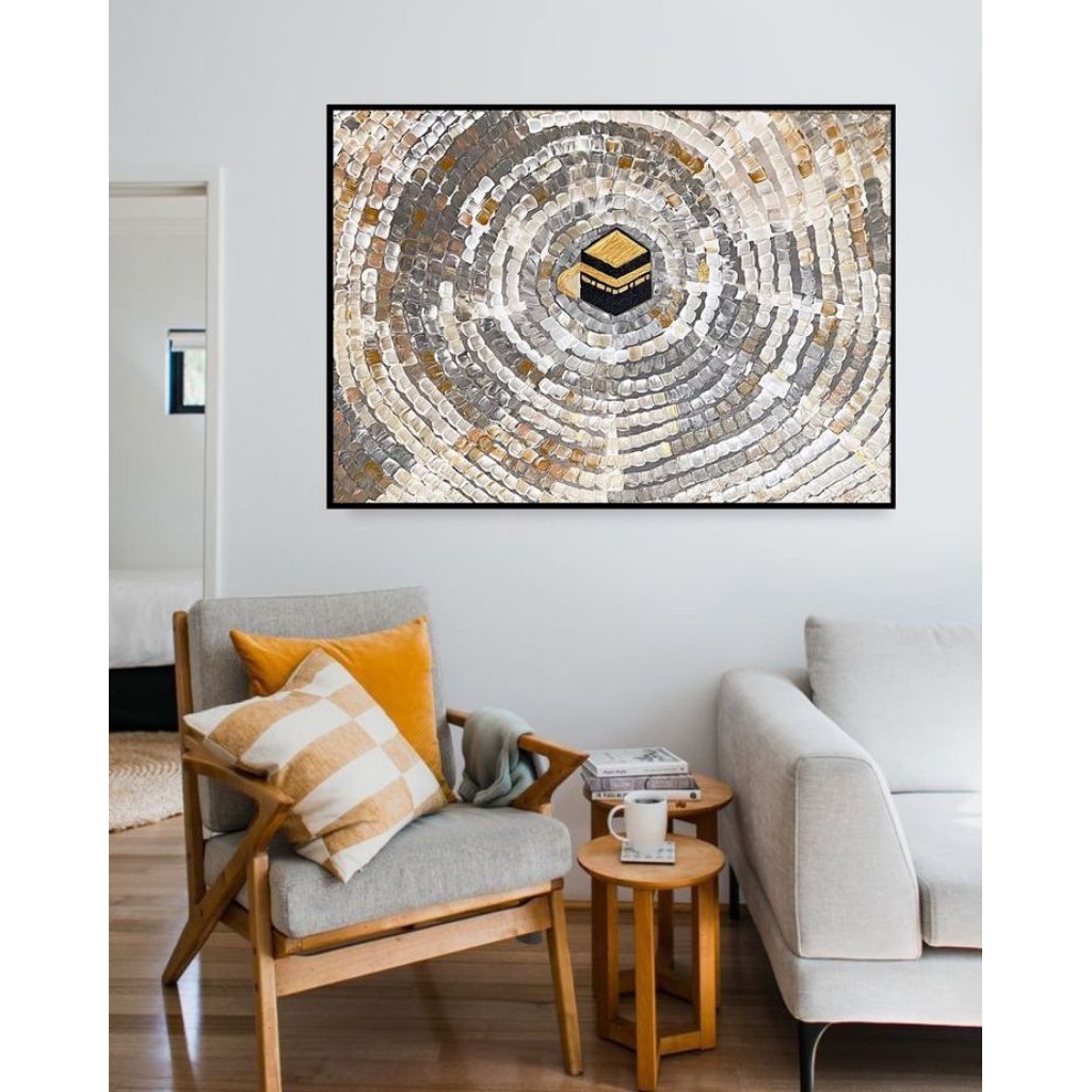 Lukisan ka'bah abstrak texture minimalis