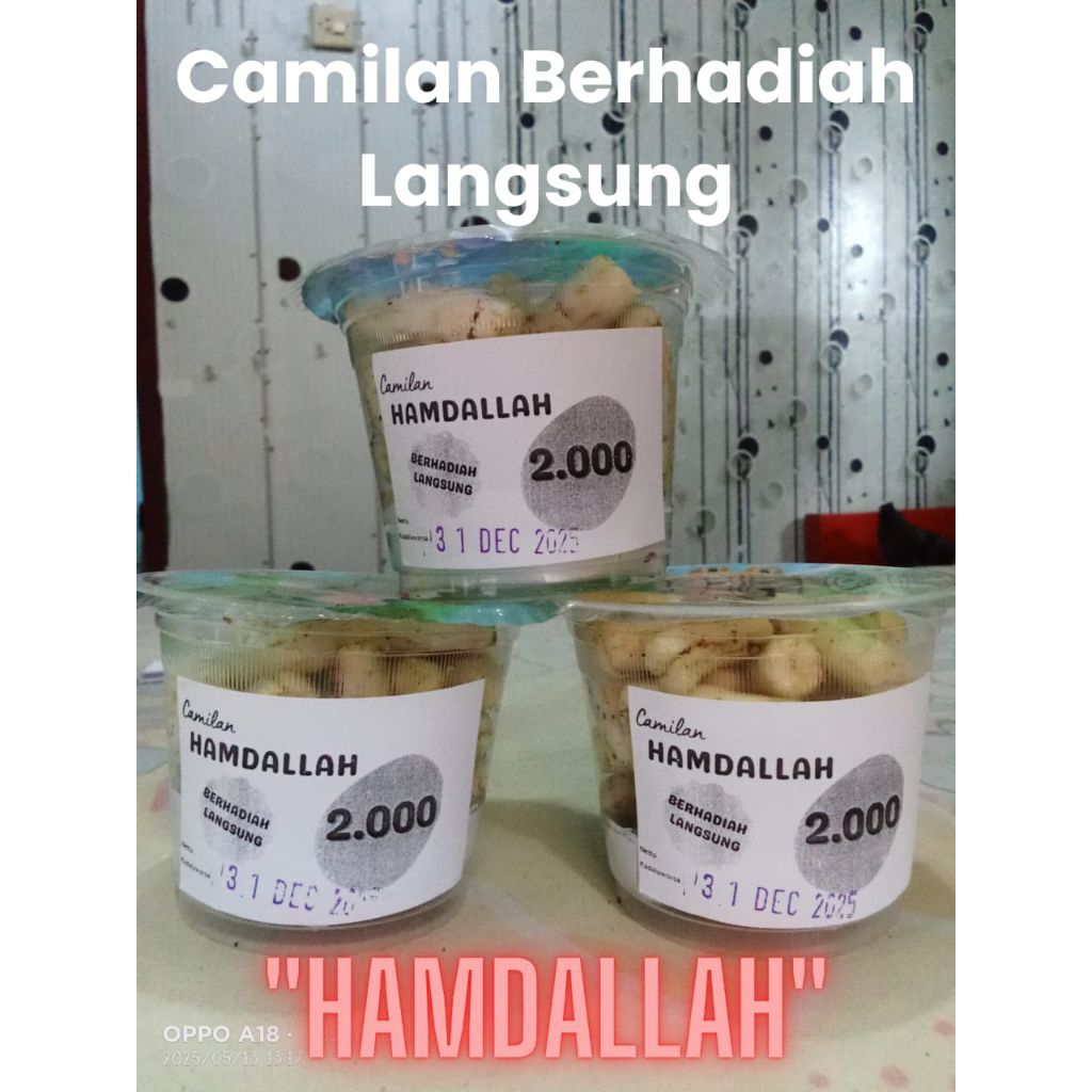 Camilan Berhadiah Langsung UANG dan MAINAN "Hamdallah" 2000an isi 5 pcs harga 9500