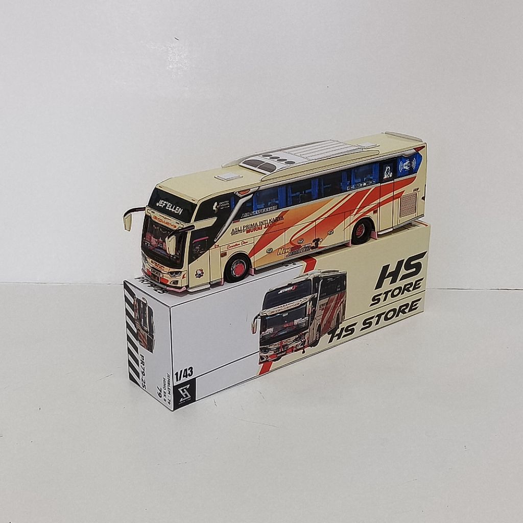 miniatur papercraft bus skala 50 murni jaya jemblem