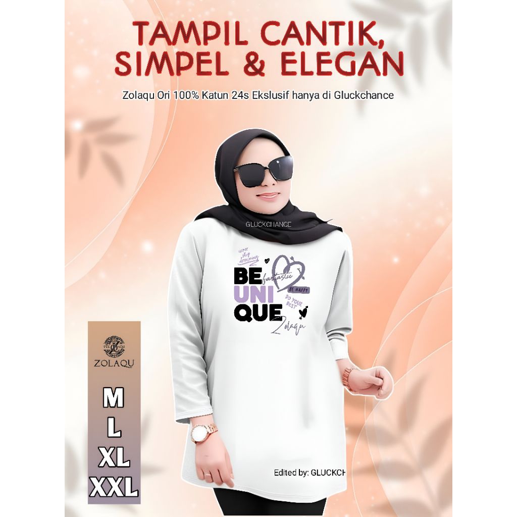 Kaos Wanita Oversize Zolaqu Original Lengan Panjang Viral Tiktok Katun 24s Jumbo Polos Motif Distro