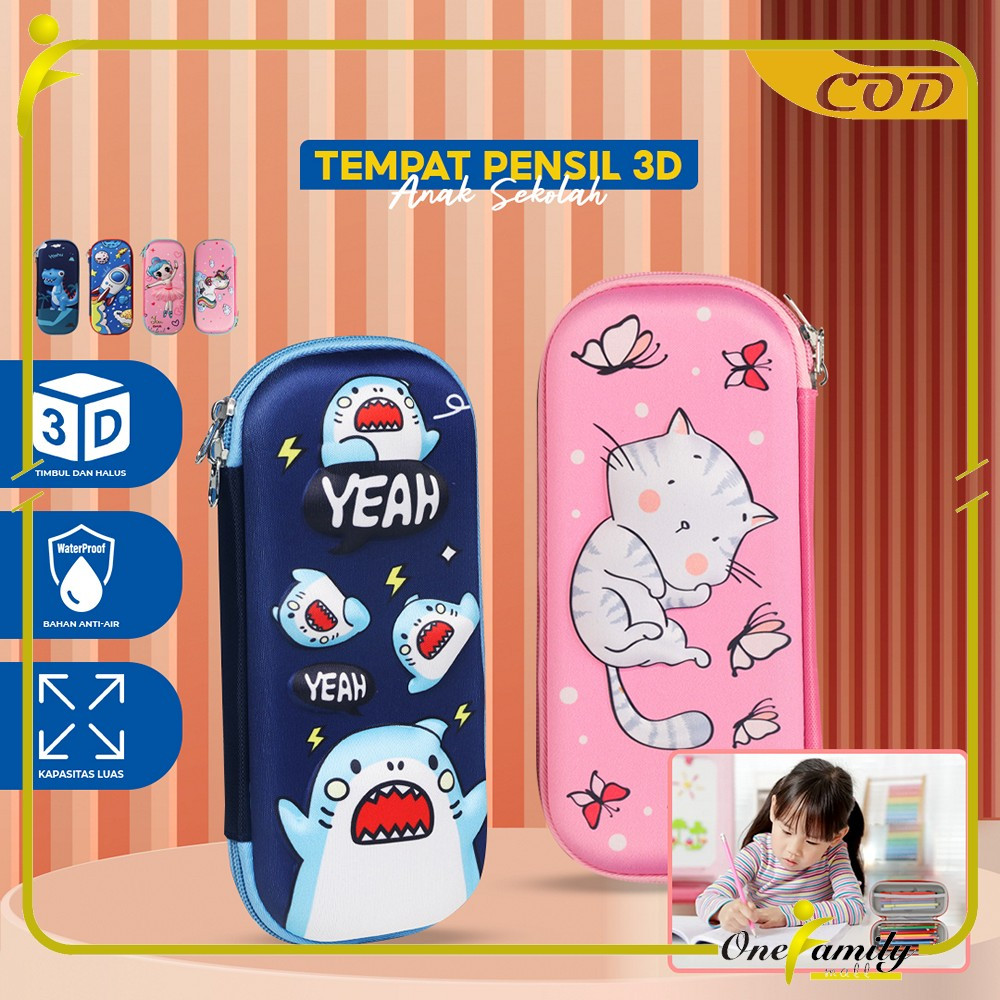 

EC ONE-A39 Kotak Pensil 3D Karakter Timbul Tempat Pensil Anak Sekolah TK / Tempat Penyimpanan Alat Tulis Anti Air Import