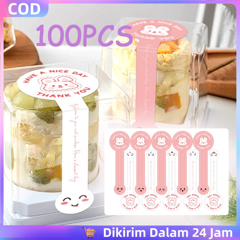 100 Pcs Stiker Label Sticker Segel Kado & Kemasan Stiker Thank You  Stiker Label Panjang Diy （Thank 