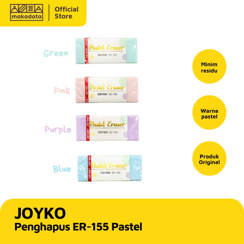 

STIP / PENGHAPUS / ERASER JOYKO ER-155 PASTEL (1 PCS) MURAH