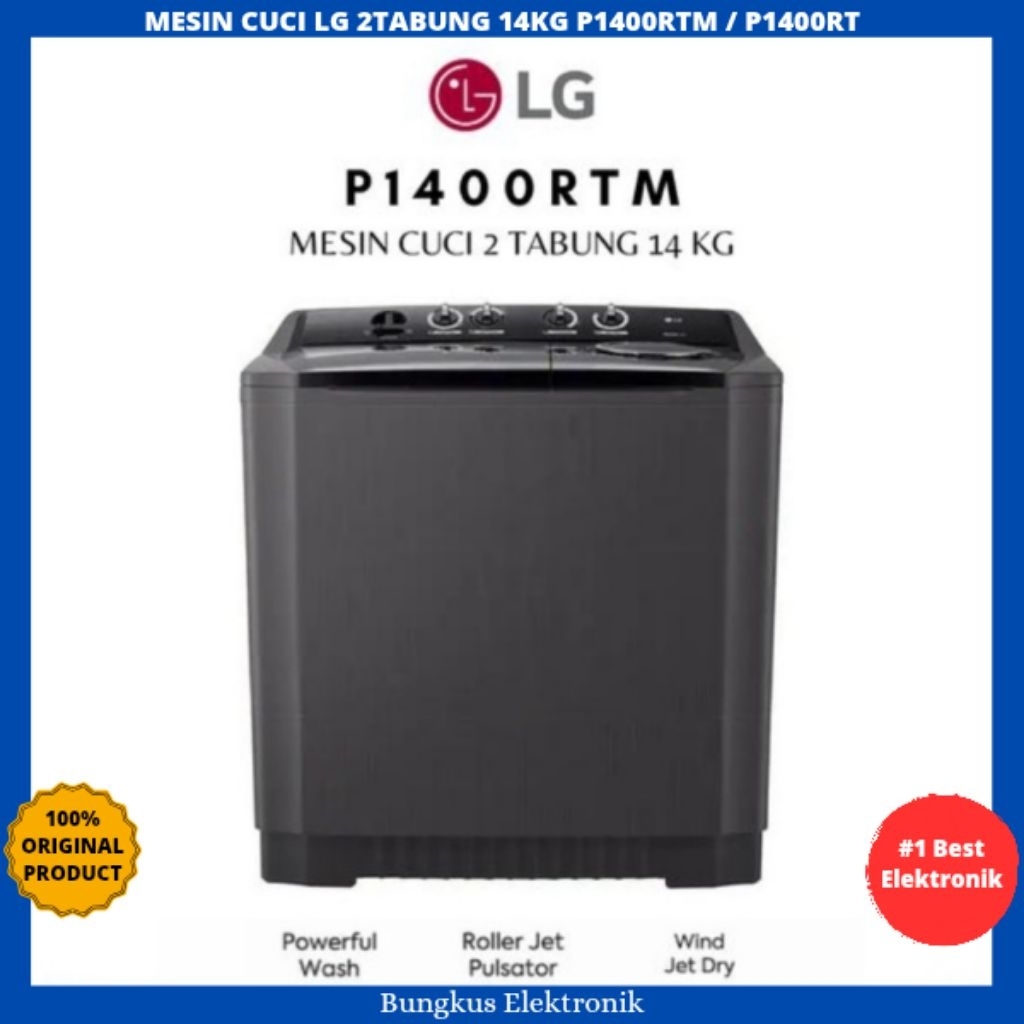 MESIN CUCI LG 2 TABUNG 14KG P1400RT MESIN CUCI 2TABUNG LG P1400RTM 14KG