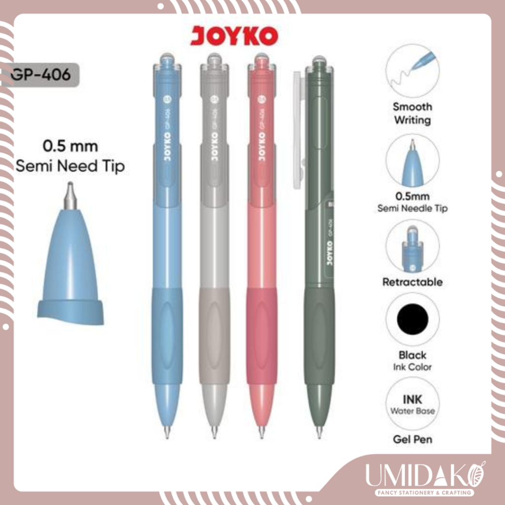 

[UMIDAKO] GEL PEN BOLPEN GEL PULPEN GEL JOYKO TINTA HITAM 0.5 MM JOYKO GP-406