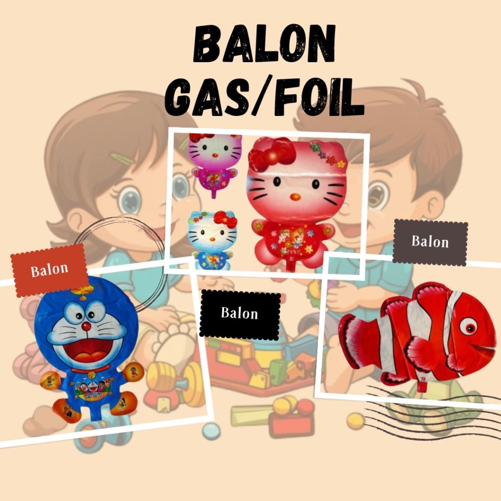 Balon Gas karakter foil/balon gas terbang/balon gas karbit(tanpaGas)