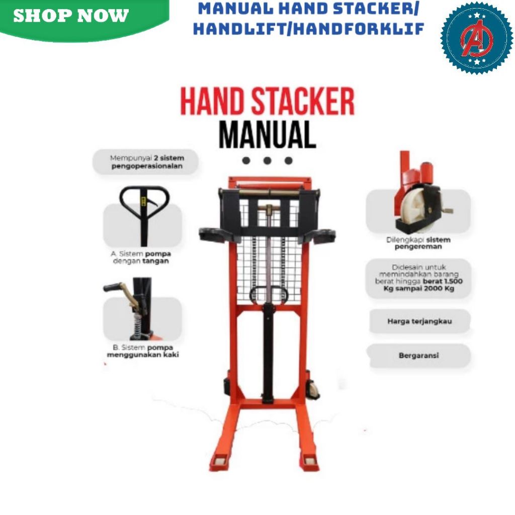 Hand Stacker 1 Ton 1.6 meter merk Ameko.