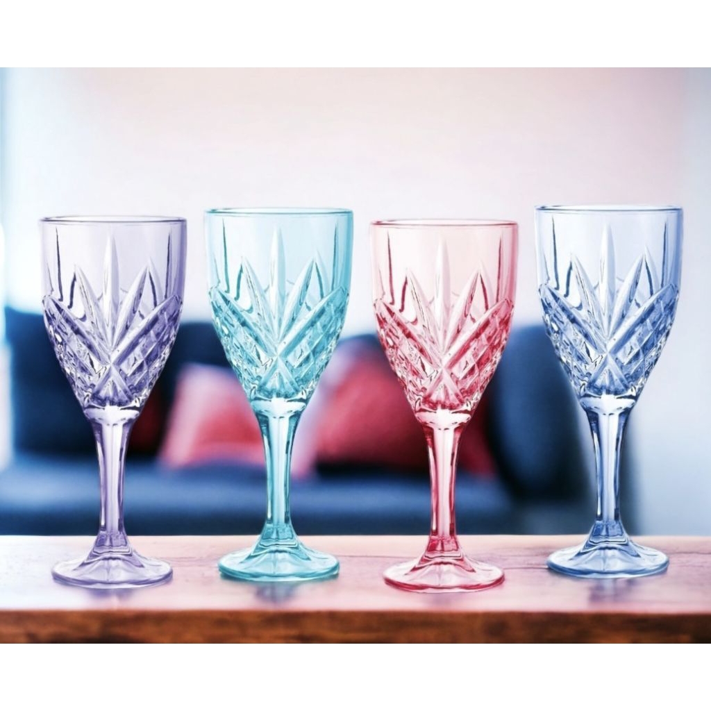 Gelas Dublin Goblet V765CSG, set 4 varian warna gelas VICENZA, desain anggun tipe Gelas Kristal berb