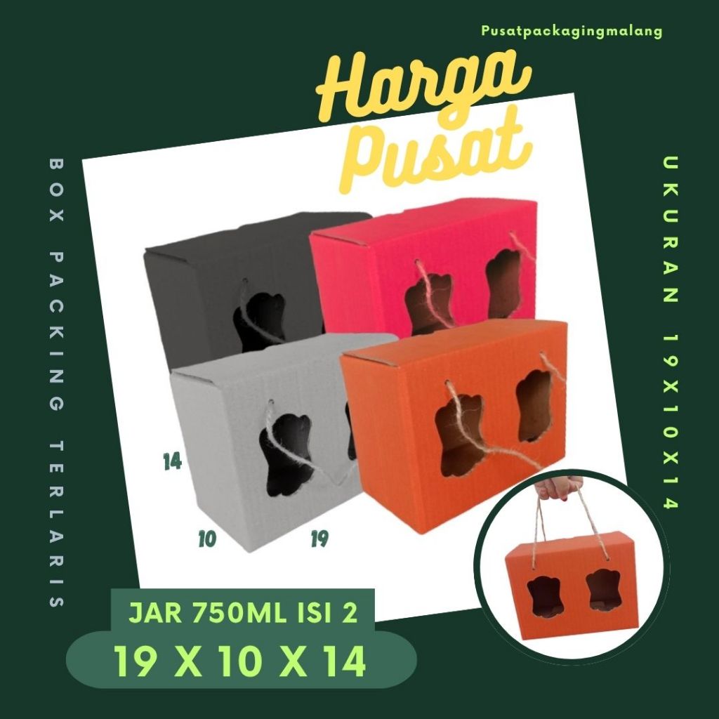 

Box 19x10x14 Jinjing Tali (KUKER TOPLES JAR 750ml Isi 2) Gable Box Kardus Kue Kering Pusat Packaging