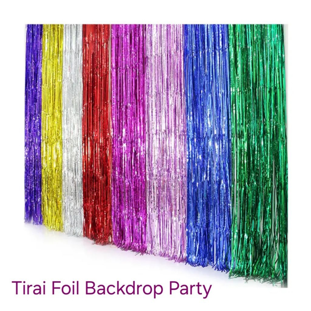Tirai Foil Rumbai Backdrop Party 1×2 Meter Dekorasi Ulang Tahun