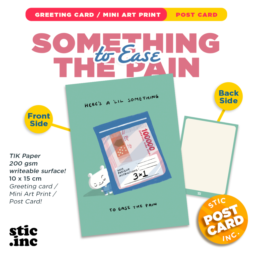 

Something To Ease The Pain - Post Card / Greeting Card / Mini Artprint A6- Stic.Inc Originals