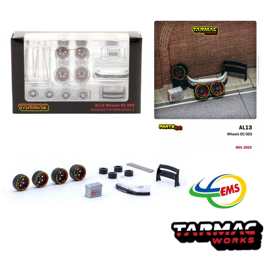 T64W-005-RDBK - Tarmac Works 1/64 AL13 Wheels DC 003" Red and Black Wheels and Parts Designed for RW