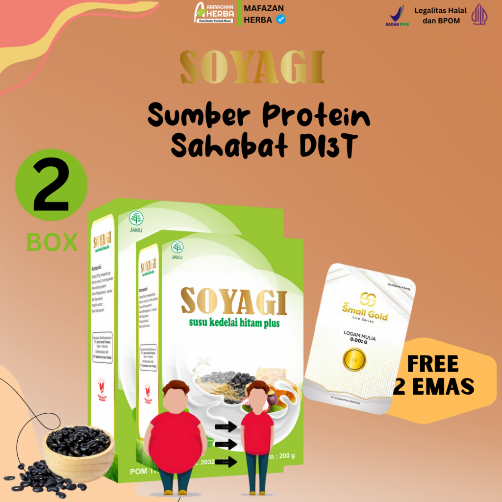 

(COD + GARANSI) (Beli 1 gratis (Beli 2 Gratis 2 EMAS) SOYAGI Susu Diet Kedelai Hitam Plus partner GOMILK 200 gr