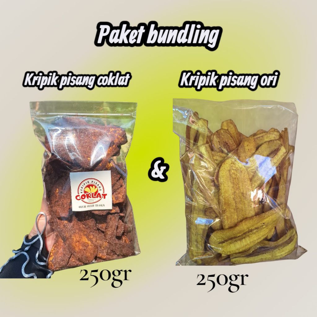

paket bundling Kripik pisang ORI dan kripik pisang coklat