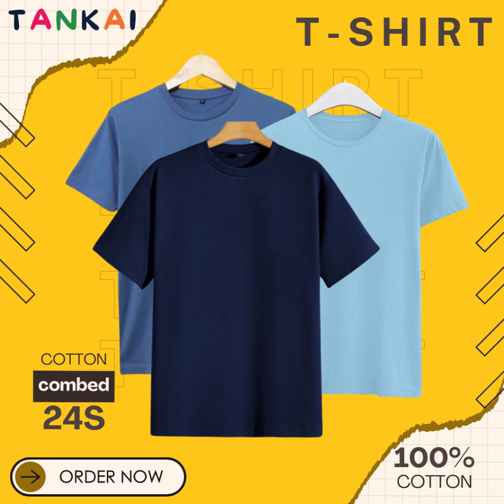 Kaos MURAH Kaos Polos Unisex Cotton Combed 24s Biru Navy, Biru Langit, Biru Denim