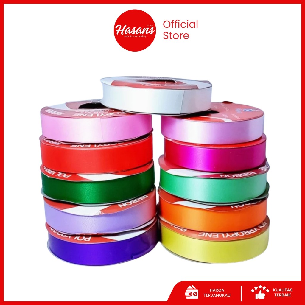 

Pita Jepang / Pita Kotak Hadiah / Pita Plastik / Pita Kado Warna Warni / Pita Kado Polos 3/4'' 15yd