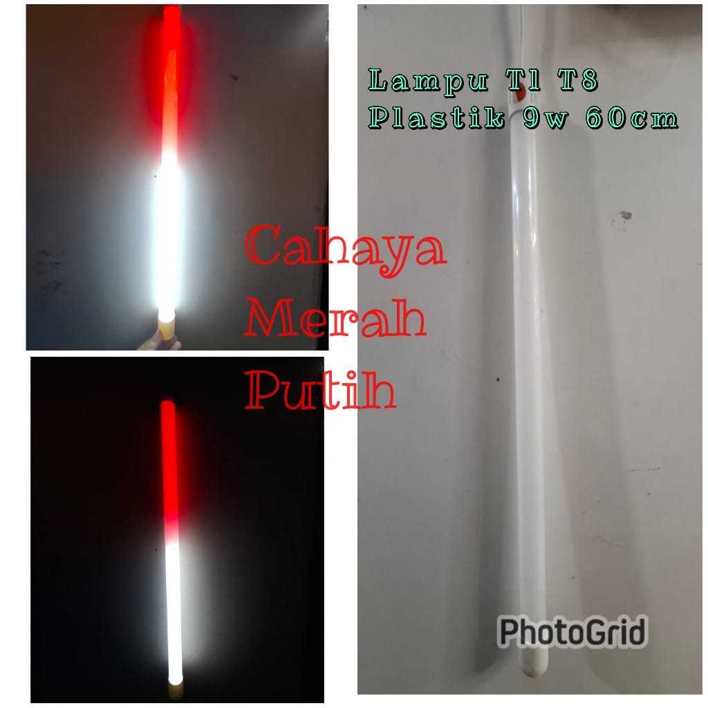 Lampu Tl T8 Tube Waterproof Merah Putih 60CM 9WATT Lampu Hias Kemerdekaan T8 MerahPutih 9w