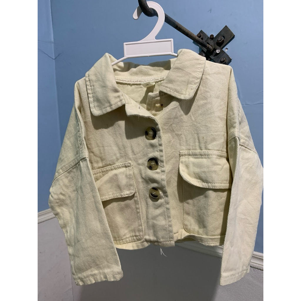 jaket crop jeans putih anak preloved