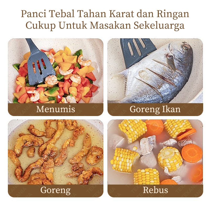 bestpromo texania wajan keramik 30cm wajan anti lengket warna cream kitchenware
