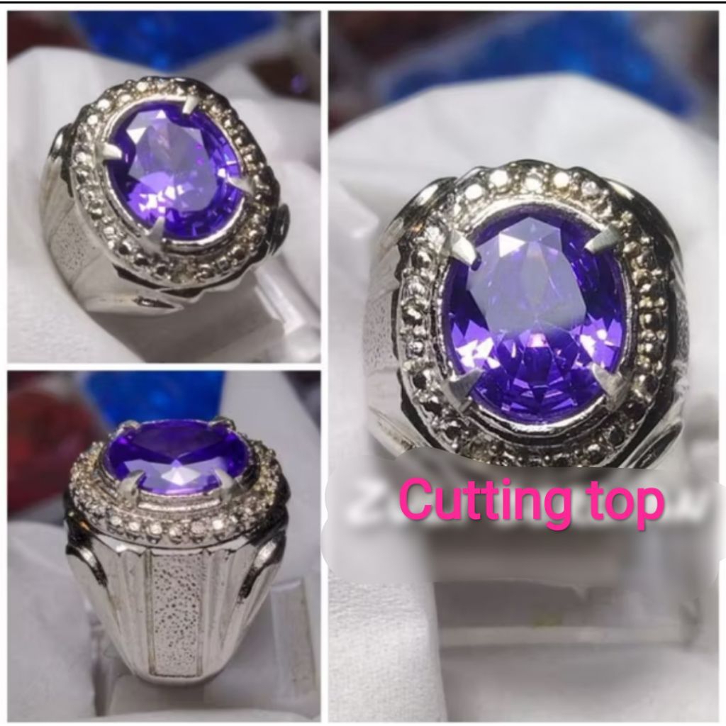 Batu cincin permata kecubung Brazil cutting top kristal