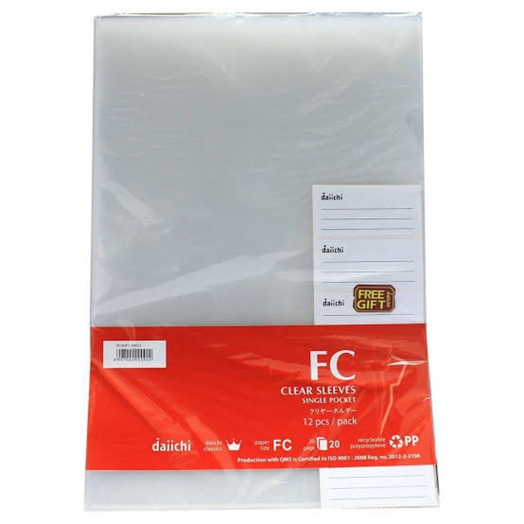 

map L- ukuran F4 -clear sleves isi 12pcs