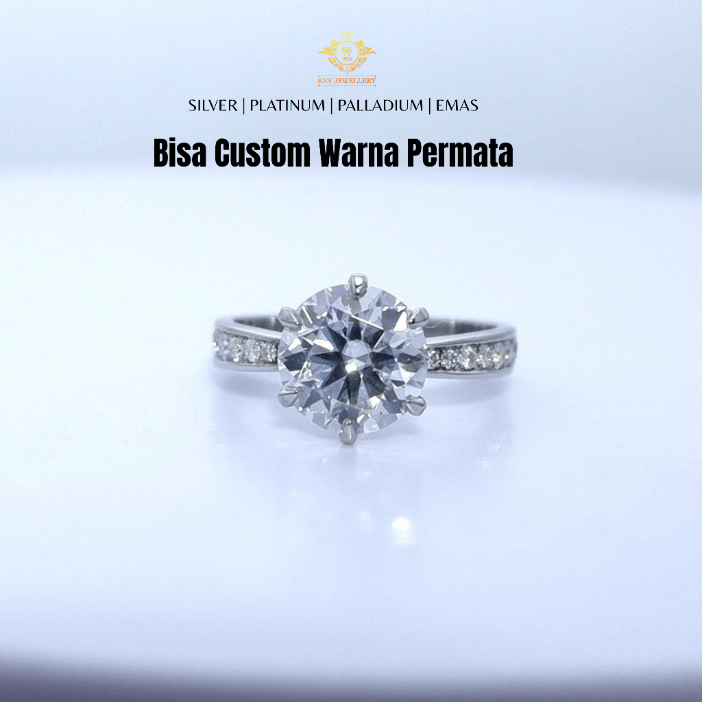 Cincin wanita emas asli tunangan kawin nikah perak platinum palladium W34