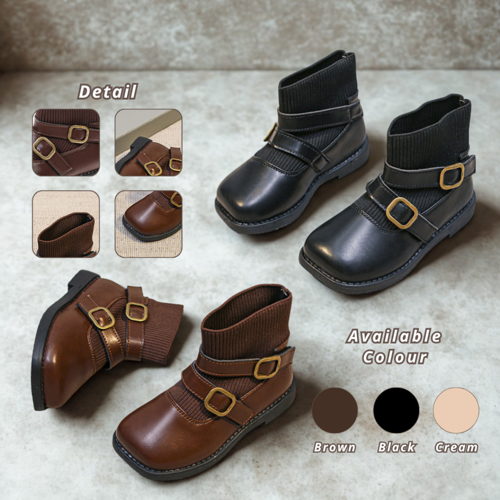 Sepatu Pantovel Boot Tinggi Anak Perempuan  With Sock Slip On Usia TK SD F2022-937
