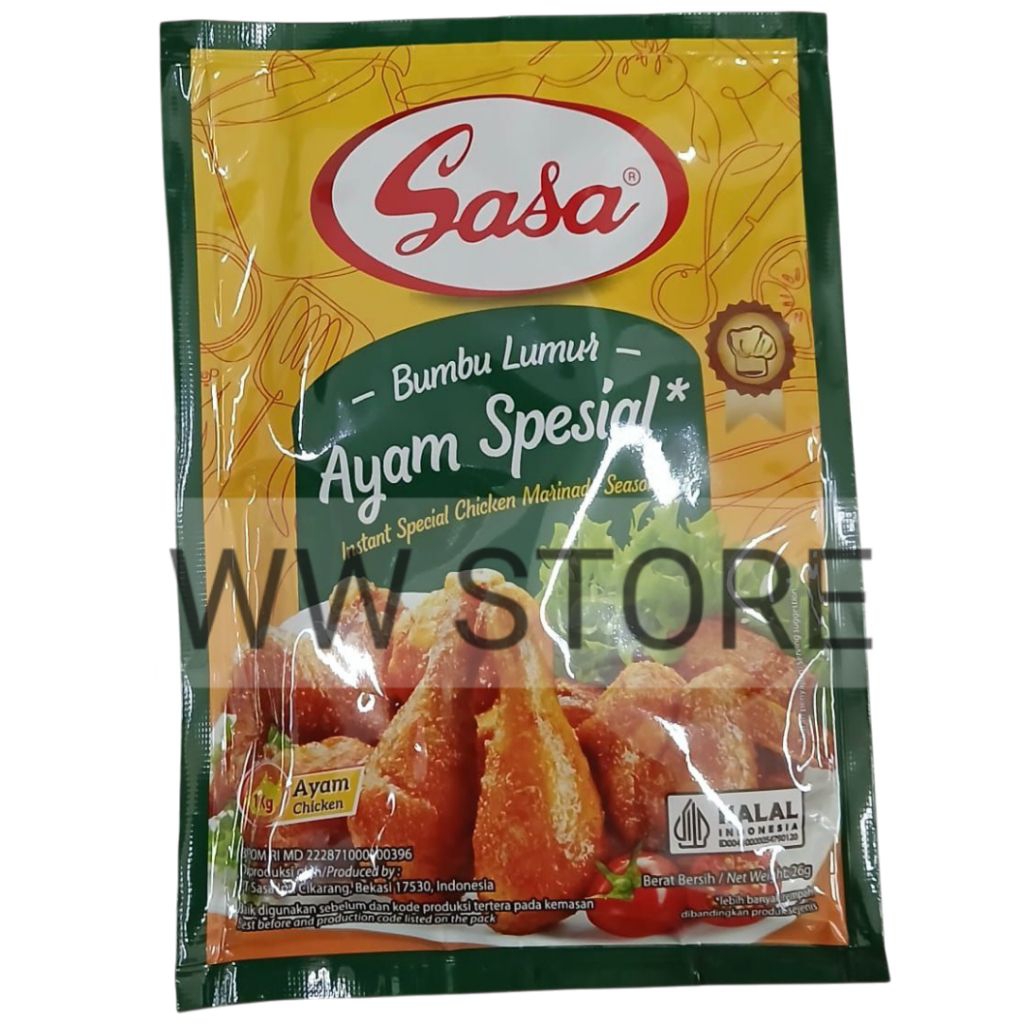 

Bumbu Lumur Ayam Spesial instan halal MUI Sasa Instant Special Chicken Marinade Seasoning 26g