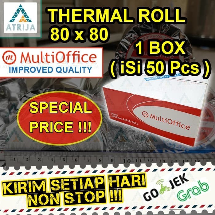 

Multi Office 80x80 per Box. Kertas Thermal Paper Roll Struk Kasir
