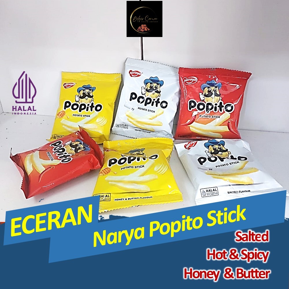 

(ECERAN) Naraya Popito Potato Stick Rasa Salted Honey Butter and Hot & Spicy Snack Food Kentang Crispy