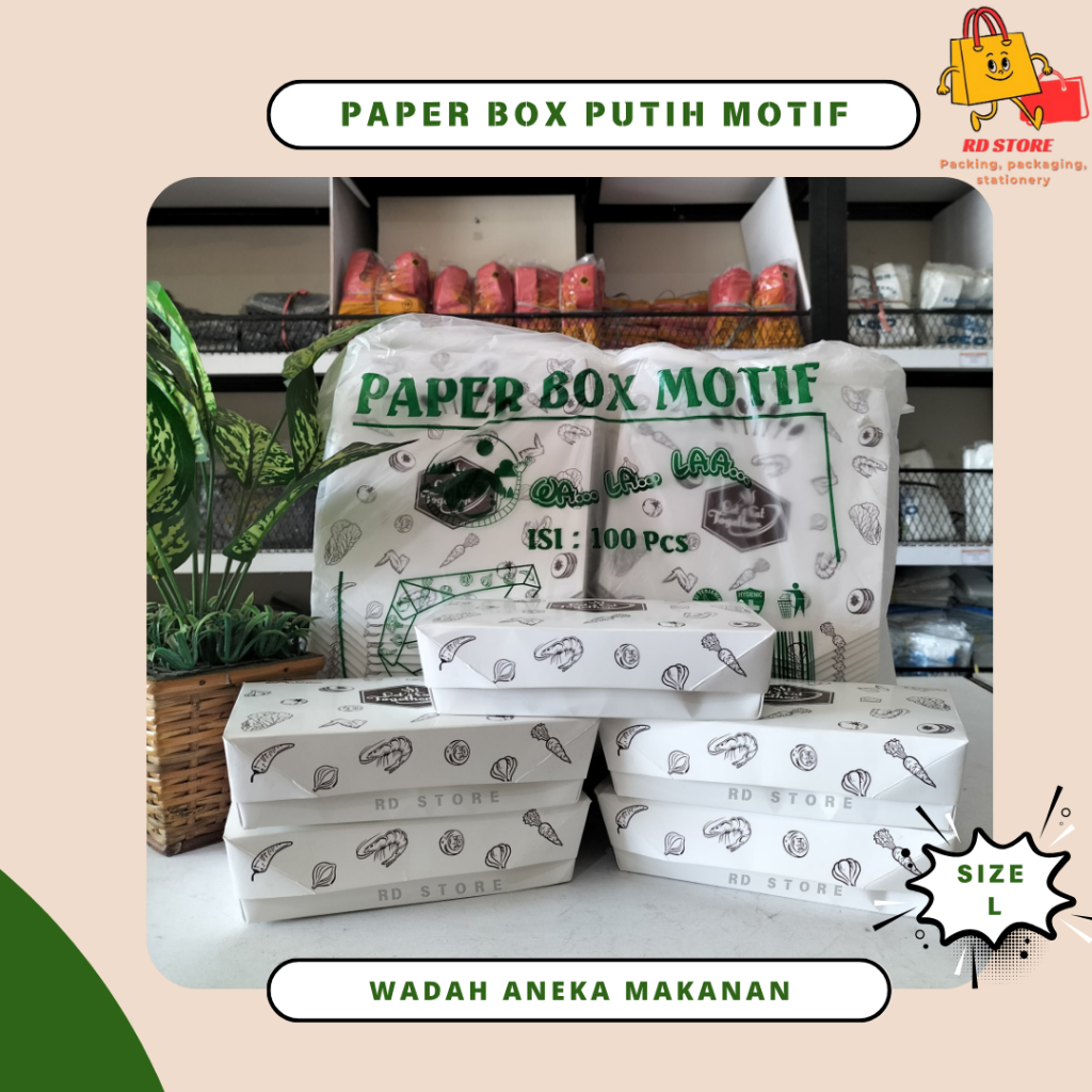 PAPER BOX MOTIF SATUAN PAPER LUNCH BOX UKURAN L LUNCH BOX PAPER MOTIF KOTAK MAKAN LARGE LUNCH BOX
