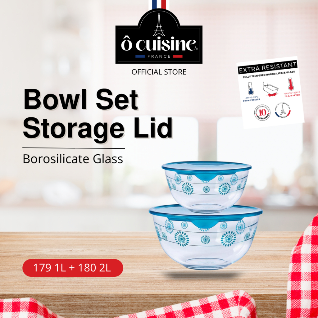 OCUISINE DECO BOWL SET WITH LID - SET OF 2 (1L + 2L)