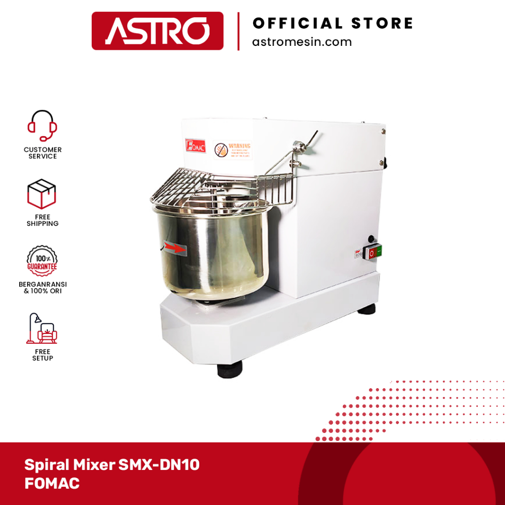 Spiral Mixer Pengaduk Adonan Spiral 10 Liter SMX-DN10 FOMAC
