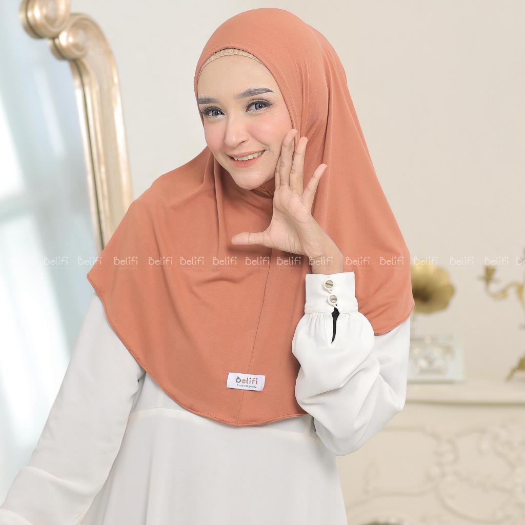 BELIFI | Jilbab Instan Laffi Malay Non Pet Size M Hijab Instan Tanpa Pet Bahan Jersey Premium