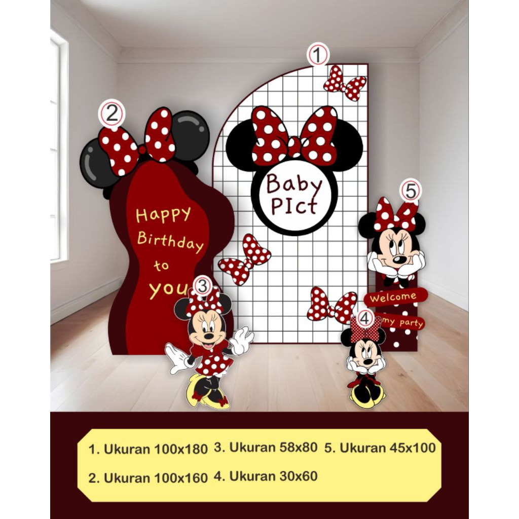 PAKET DEKORASI ULANG TAHUN MICKEY MOUSE / BACKDROP ULANG TAHUN MICKEY / STANDING KARAKTER MICKEY MOU