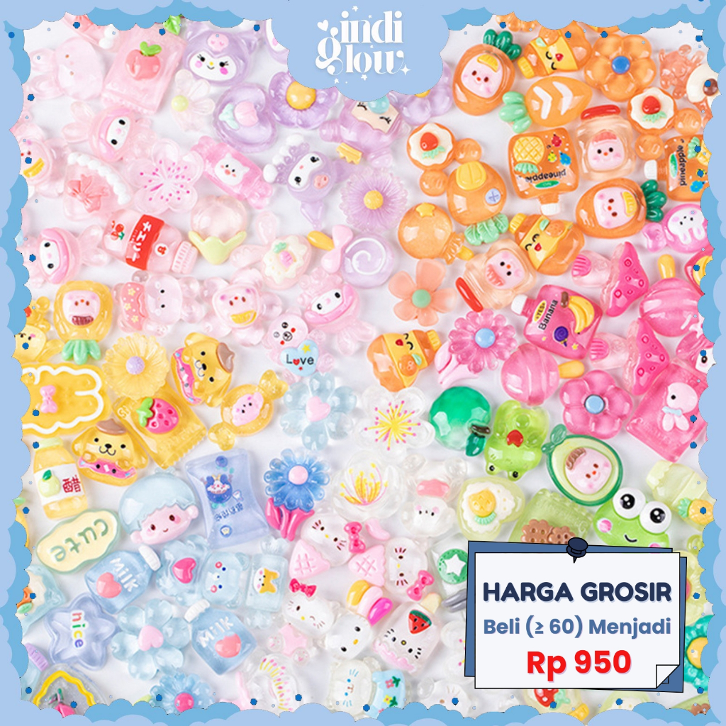 

IG 1 Pcs Aksesoris Resin DIY 3D Dekorasi Botol Minum Casing HP Karakter Lucu Aesthetic Warna Warni