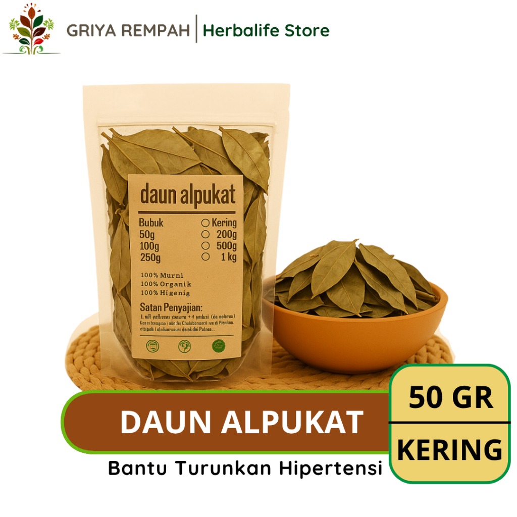 

DAUN ALPUKAT KERING 50 GRAM Alami 100% - Alpokat Ramuan Rempah Herbal Premium Kaya Manfaat Jamu Tradisional Avocado Simplisia Persea americana