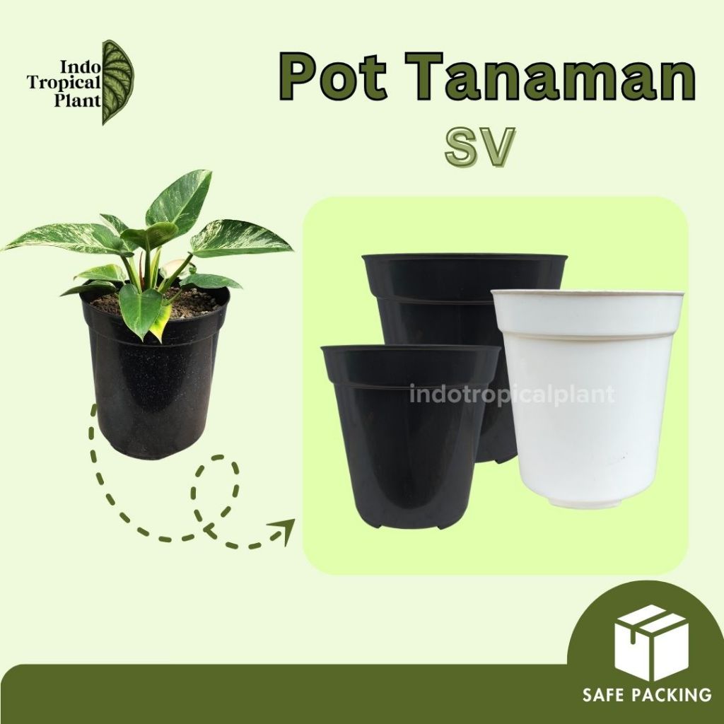 Pot SV Putih dan Hitam 18 cm / Pot Tanaman / Pot Hiasan