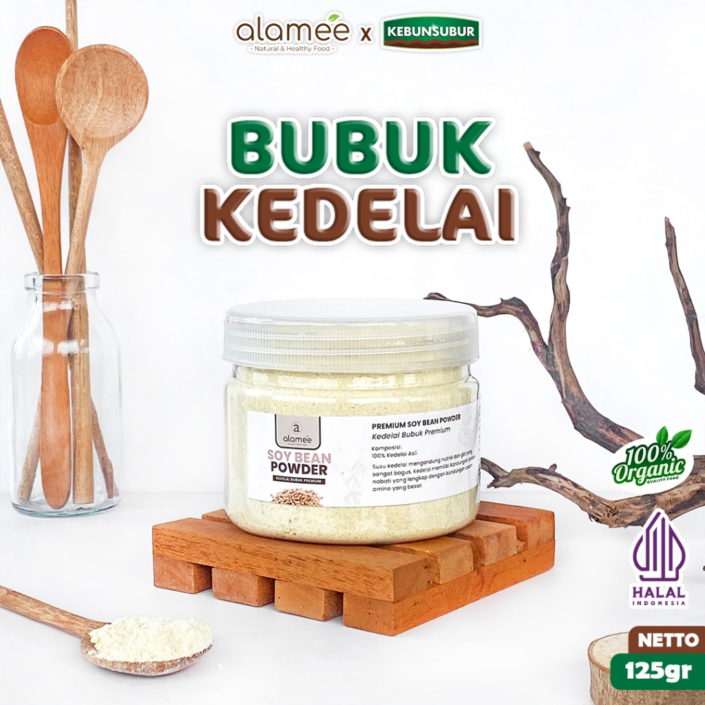 ALAMEE Soy Milk Bean Powder Bubuk Susu Kacang Kedelai Murni Protein Tanpa Gula 125gr kebunsurbur