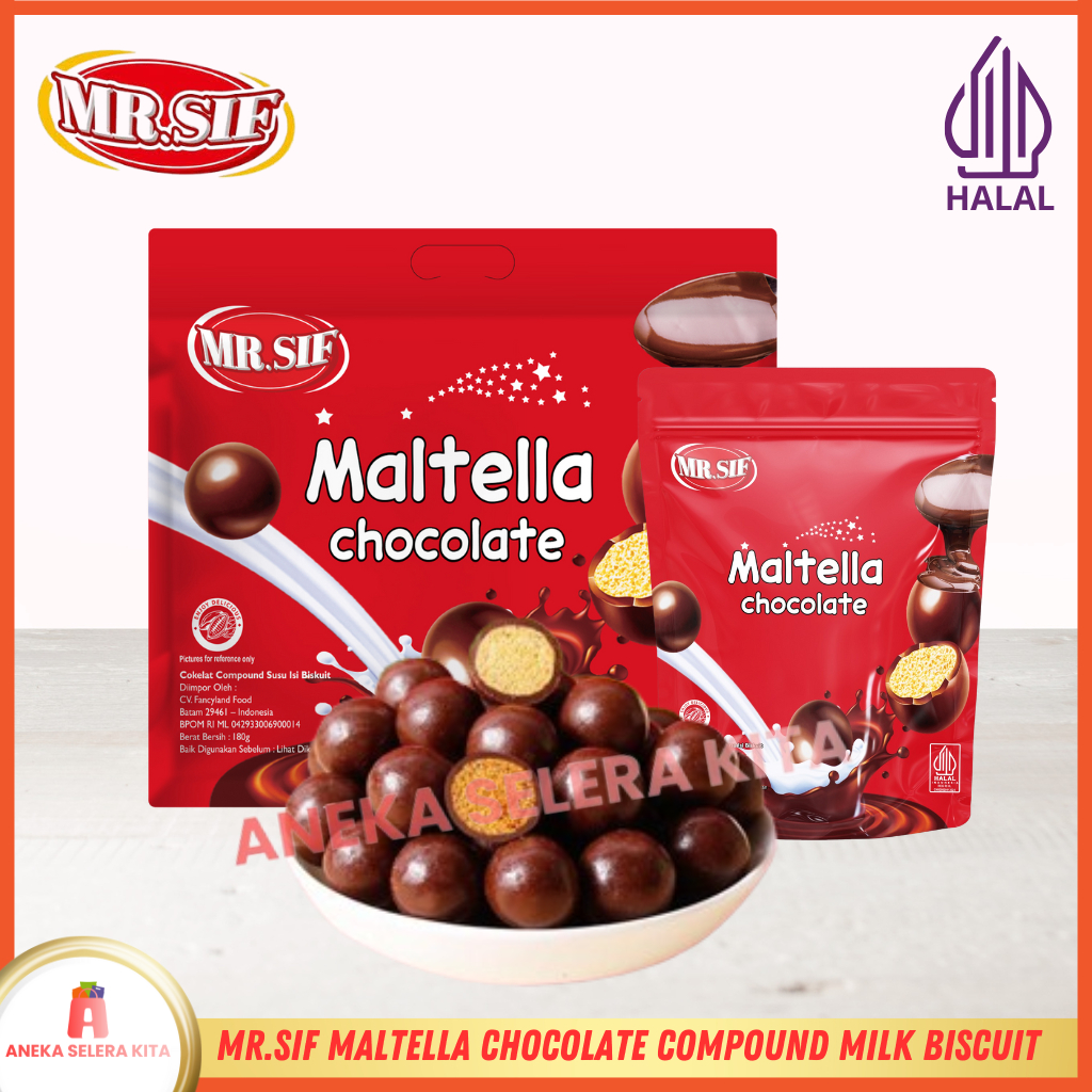 

MR.SIF Maltella Coklat Compound Susu Isi Biskuit - Halal 60g & 160g